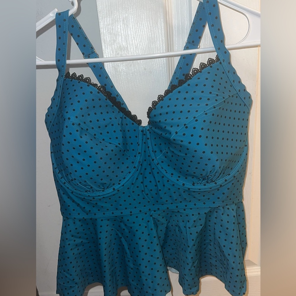 Blue Polka Dot Women's tankini bathing suit Top